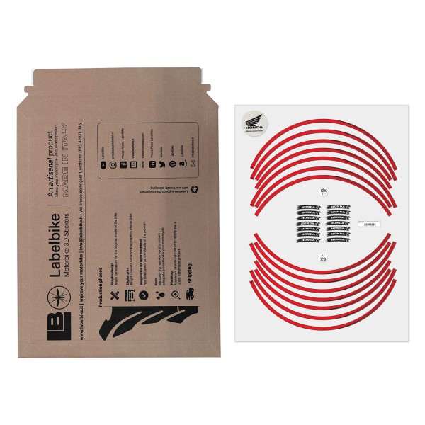 Adhesive stripes 17" Official Honda Licence Motorcycle wheel stickers - Red