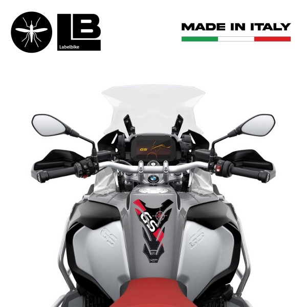 Tapis de réservoir adhésif 3d compatible avec Bmw Gs Carbon Fibre Rouge