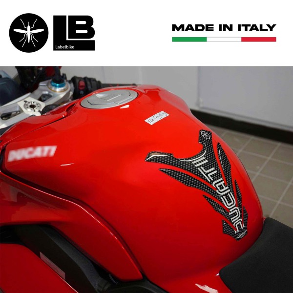 PARASERBATOIO ADESIVI 3D Carbonio SERBATOIO Compatibile MOTO DUCATI OLD Style