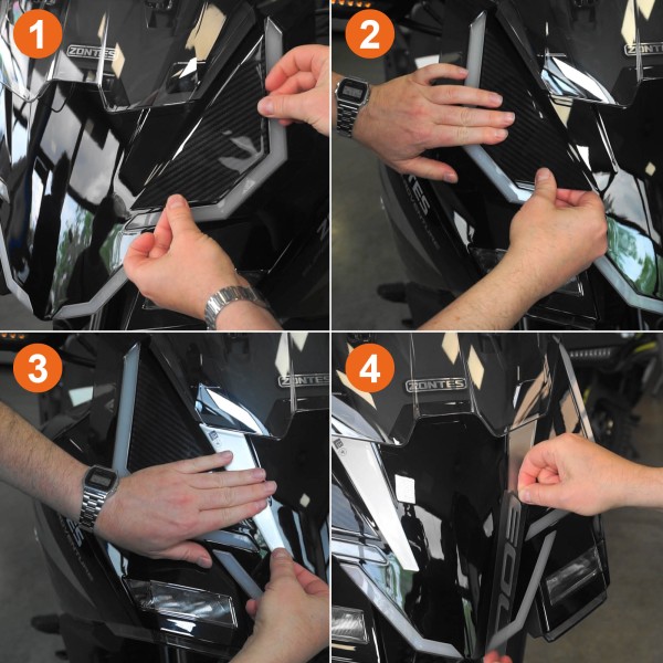 Pegatinas de gel 3D Protectores faciales delanteros de moto compatibles con Zontes 703F 2025