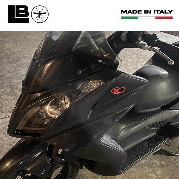 2 3D gel RESINA ADHESIVOS compatible para Kymco Xciting scooter Negro-Rojo Nuevo