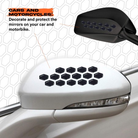 Protectores Hexagonales 3D de Resina Gel Adhesiva compatibles con Motos, Coches y Bicicletas