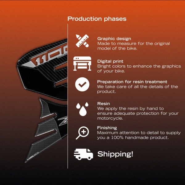 Tank Side Protectors 3D Stickers compatible with Kawasaki Z1100 2026