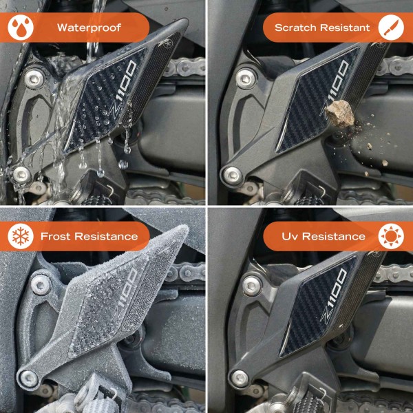 Heel Protectors Motorcycle 3D Gel Stickers compatible with Kawasaki Z1100 2026