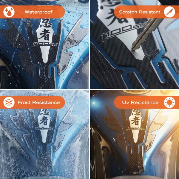 Protector de depósito 3D adhesivo para moto compatible con Kawasaki Ninja 1100SX