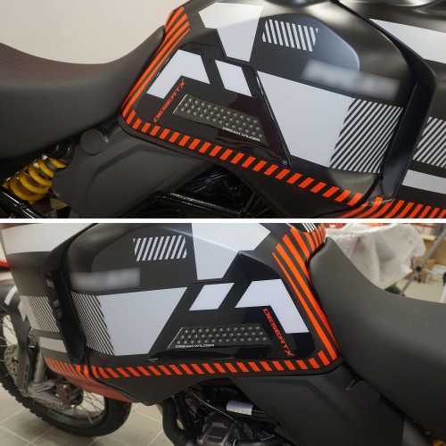                             Pegatinas Protectores laterales depósito moto compatibles con Ducati DesertX 2023-5
                          