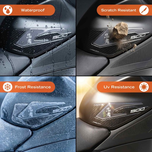 Stickers de protection de réservoir compatibles avec Kawasaki Ninja 500 2024-26