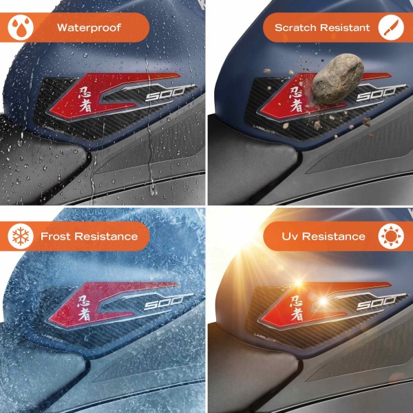 Stickers de protection de réservoir compatibles avec Kawasaki Ninja 500 2024-26