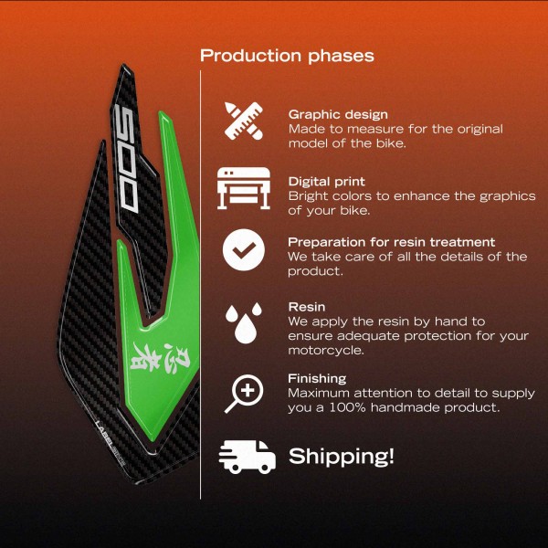 Protectores laterales de depósito Pegatinas compatibles con Kawasaki Ninja 500 2024-26
