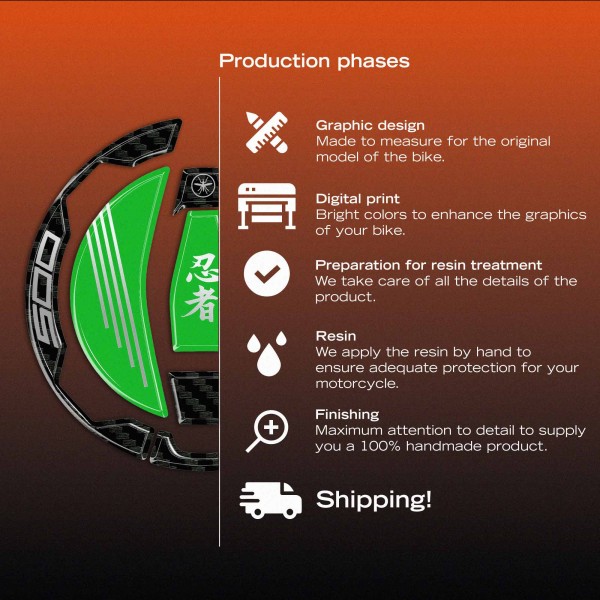Autocollant 3D Bouchon de réservoir protection moto compatible avec Kawasaki Ninja 500