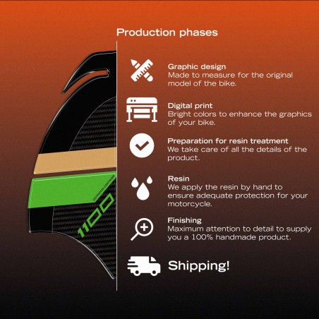 Adesivi 3D Laterali Serbatoio moto compatibili con Kawasaki Versys 1100 2025-26