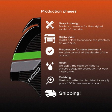 Adesivi 3D Laterali Serbatoio moto compatibili con Kawasaki Versys 1100 2025-26