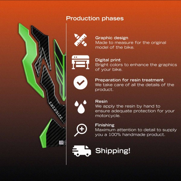 Adesivo 3D Protezione Paraserbatoio moto compatibile con Kawasaki Z650 2024-2026