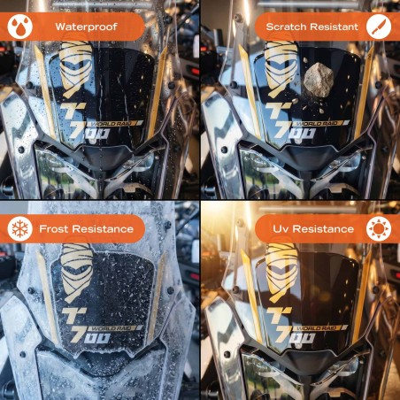 3D windscreen decals for motorbikes, compatible with the Yamaha Tenere 700 World Raid 2026