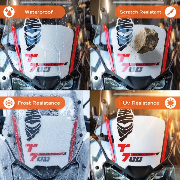 3D windscreen decals for motorbikes, compatible with the Yamaha Tenere 700 World Raid 2026
