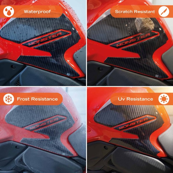 Adhesivos 3D laterales para el depósito de la moto, compatibles con la Ducati Monster V2 2026