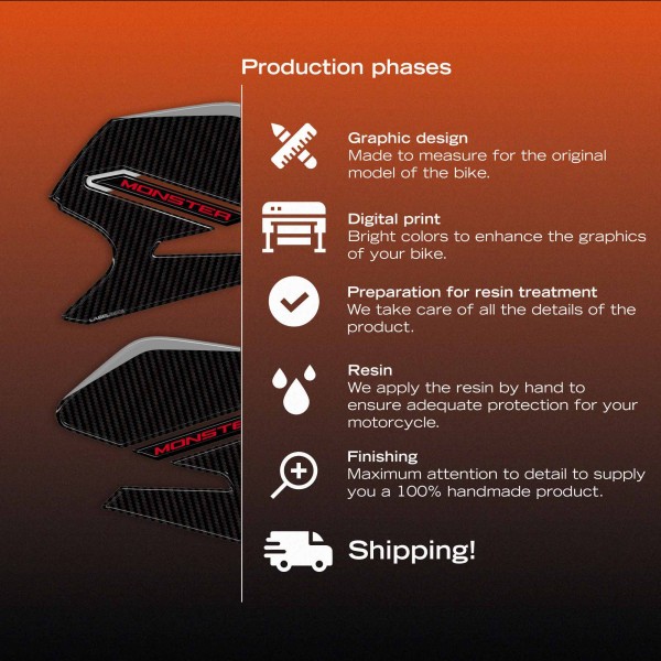 Adesivi 3D Laterali serbatoio moto compatibili con Ducati Monster V2 2026