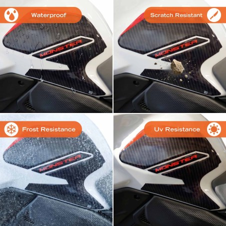 Adhesivos 3D laterales para el depósito de la moto, compatibles con la Ducati Monster V2 2026