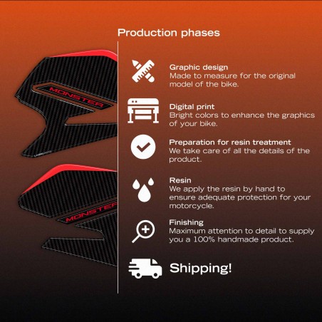 Adhesivos 3D laterales para el depósito de la moto, compatibles con la Ducati Monster V2 2026
