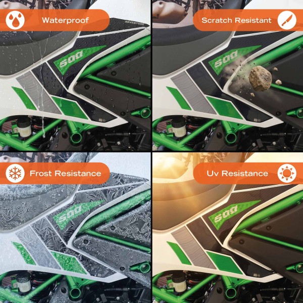 Adhesivos de protección lateral del depósito compatibles con la Kawasaki KLE500 2026