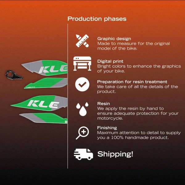 Adhesivos 3D para protectores de manillares de moto compatibles con la Kawasaki KLE500 2026